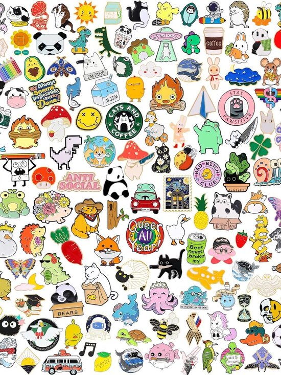 Jewelry - 30/60/100 Mixed Cute Enamel Pins Bulk for Women & Girls,Funny Anime Backpack Pin